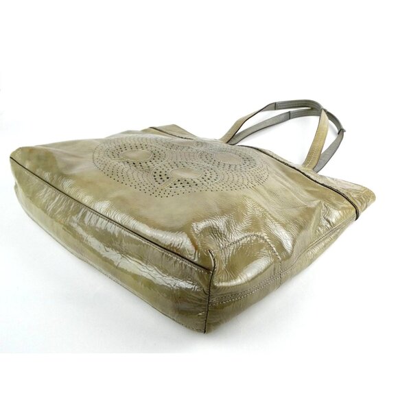 Coach Vintage Op Art Taupe Patent Leather Tote 17020 - Picture 3 of 16